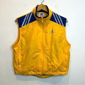 Vintage Adidas Jacket Women’s Bright Yellow Sleeveless Windbreaker Vest 90s